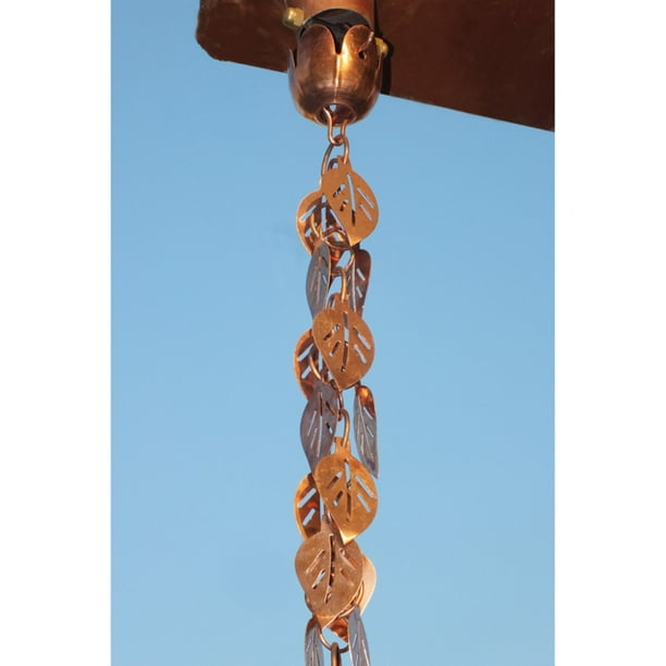 Monarch Pure Copper Cascading Leaves Rain Chain 8.5 ft.