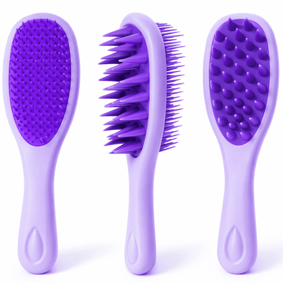 GadgetNestUSA 2-in-1 Silicone Scalp Massager Brush – Dual-Sided Shampoo Scrubber & Detangling Comb with Long Ergonomic Handle for Wet & Dry Hair Care