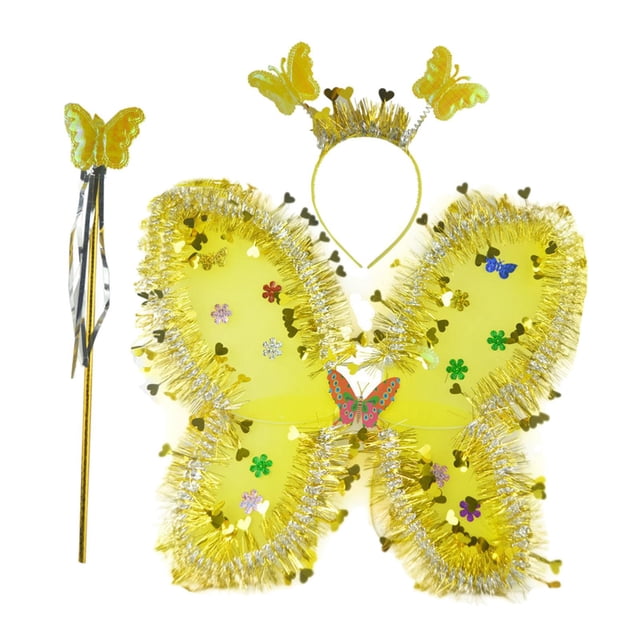 Disfraz de mariposa para niñas, accesorio creativo para baile, cumpleaños. amarillo