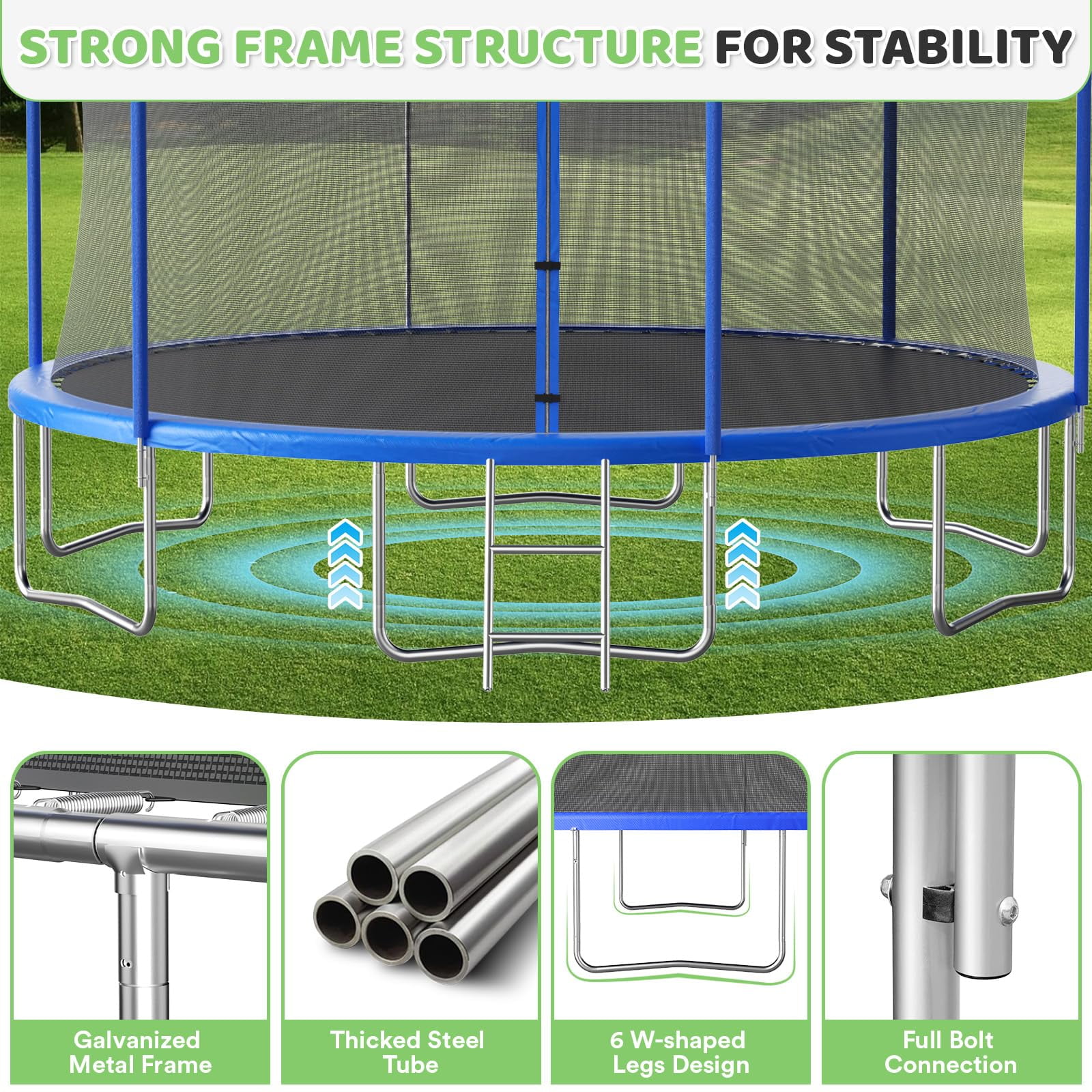 LIZEVINC 12FT Trampoline for Kids with Enclosure Net, Basketball Hoop and Ladder,Easy Assembly Round Outdoor Recreational Trampoline High Stability