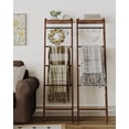 thumbnail image 6 of Blanket Ladder Shelf for Living Room, Decorative Quilt Rack with Storage Shelf, 6-Tier Farmhouse Ladder Holder Organizer with 4 Removable Hooks for Bedroom, Rustic Brown and Black, 6 of 7