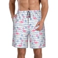 thumbnail image 2 of Uemuo Flamingo and Pineapple Pattern Men's Swim Trunks Hawaiian Beach Bathing Suit Swimsuits Beach Quick-Dry Shorts with Pockets-, 2 of 9