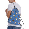 thumbnail image 3 of Drawstring Backpack - Conch Shell Blue Splash Proof Small Drawstring Gym Bag for Women Men, Cinch Sports String Bag Backpack for Travel Swimming Beach, 3 of 8