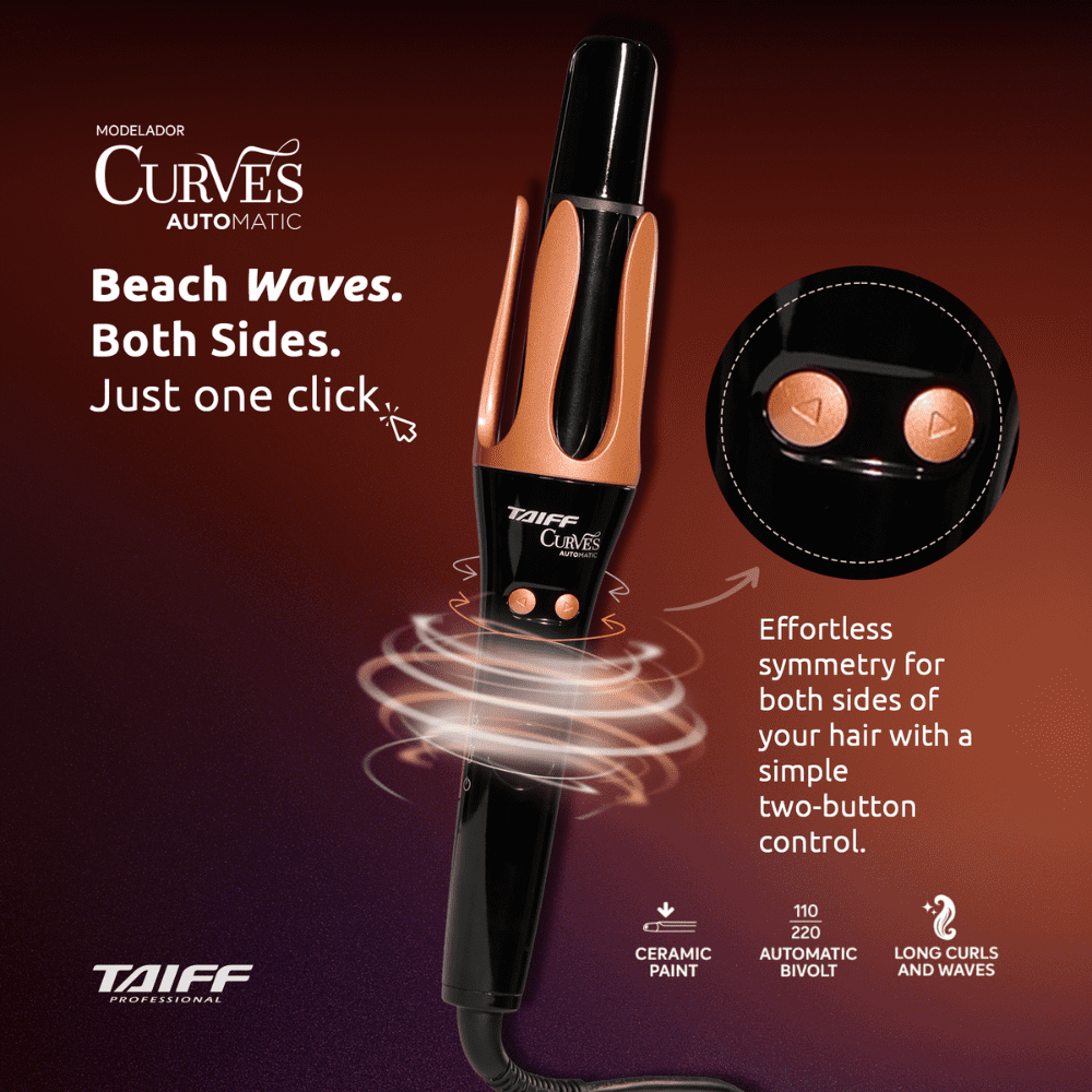 Taiff Automatic Curling Iron 1.25" Rotating Barrel with Ion Technology | Hair Curler & Rotating Curling Iron | PTC Fast Heating - 3 Heat Settings 340°F–410°F | Dual Voltage | Frizz-Free Curls