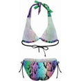 thumbnail image 6 of SKQIT Women's Snakeskin Print Swimsuit Halter Triangle Bikini Tie Side 2 Piece Bathing Suits, 6 of 7