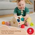thumbnail image 4 of Fisher-Price Wooden Silicone Shape Sorter, Developmental Activity Toy with Wood Base for 6 Months +, 4 of 10