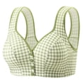 thumbnail image 2 of Byworldtasic Womens Plus Size Gingham Front Button Wireless Bra Wide Shoulder Strap Easy‑On Comfort Bralette, 2 of 5