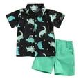 thumbnail image 2 of ATOGUTA Size 1-5 Years Toddler Boy Summer Outfits Kids Short Sleeve Top T-Shirt & Shorts Dinosaur Clothing Sets Black, 2 of 3