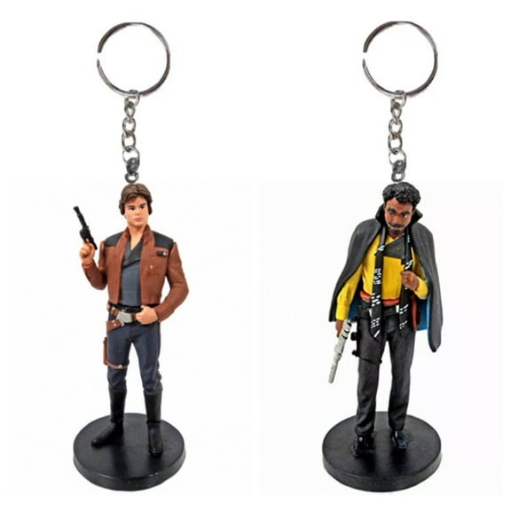 Han Solo & Lando Calrissian Of Solo Key Ring Keychain Figure Star Wars Pvc Charm