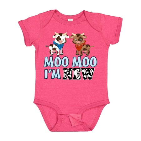 

Inktastic Moo Moo I m New with Cute Holstein Cows Gift Baby Boy or Baby Girl Bodysuit