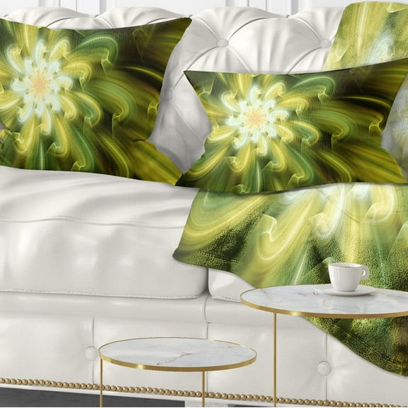 Designart Dance of Yellow Fractal Petals - Floral Throw Pillow - 12x20