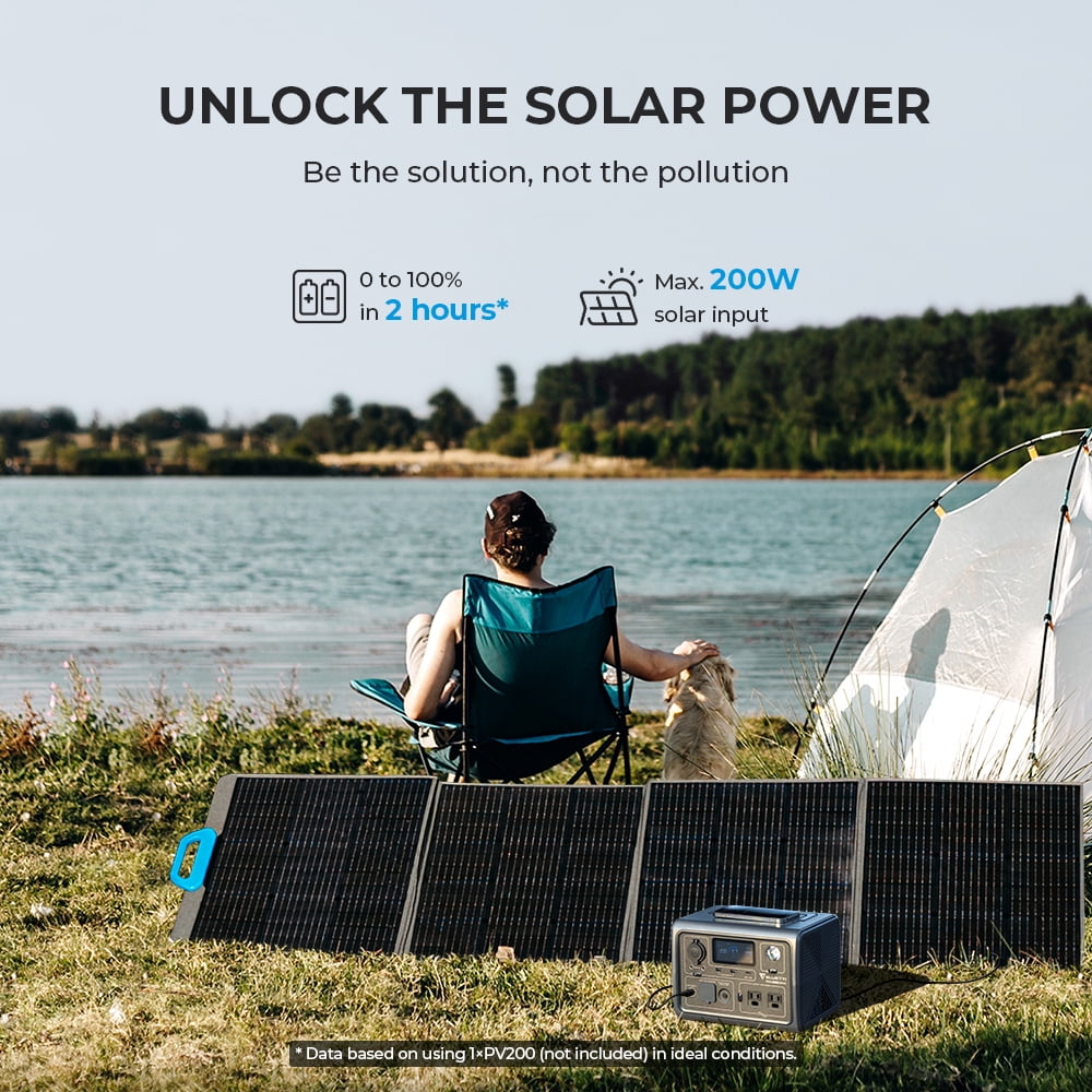 BLUETTI EB3A+B80 Portable Generator, 600W 268Wh Solar Generator, LiFePO4 Power Station for Camping, Home Backup, Emergency Use