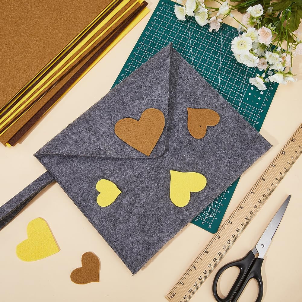 21Pcs Felt Fabric Sheets 12 x 8 inch 2.3mm Thick Non Woven Felt Sheets Yellow Brown Coffee Patchwork Sewing Felt Fabric Rectangle 3 Colors for DIY Sewing Crafts Handicraft Projects