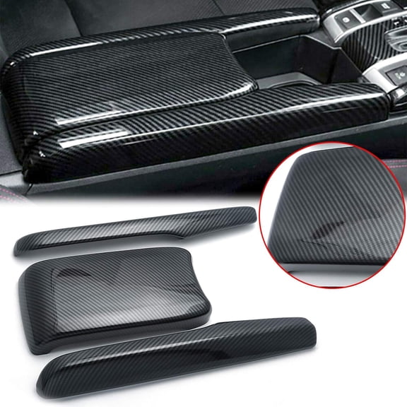 Xotic Tech Armrest Box Cover Trim Center Console Protector Cap, Carbon Fiber Pattern, Compatible with Honda Civic 10th Gen 2016-2021 Insight EX 2019-2022
