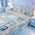 thumbnail image 3 of meiyoeat Abstract Geometric Plaid Zipper Twin Comforter Sets with Fitted Sheet and 2 Pillowcases For Kids,Modern 3D Grid Print Zipper Bedding Set For Adults,Light Gray Reversible,4 Pieces, 3 of 7
