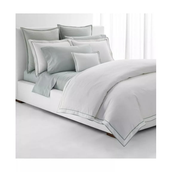 Ralph Lauren WHITE SAGE Spencer Sateen Border Duvet Cover, US King
