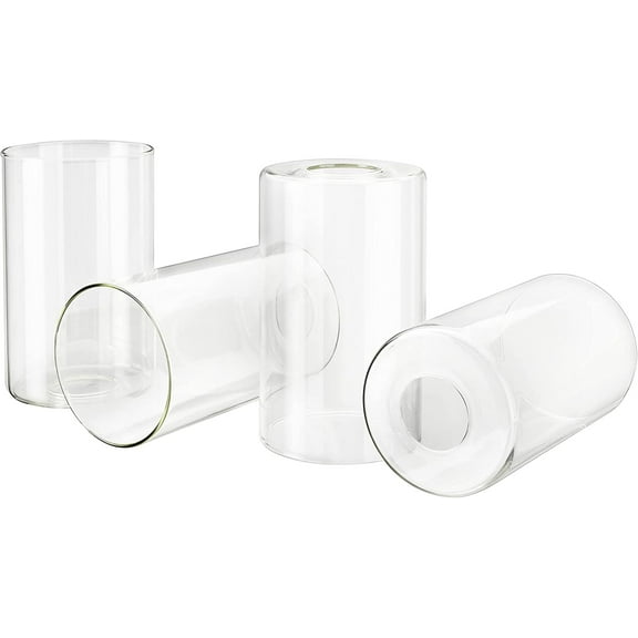 Aspen Creative 23611-04,Clear Cylinder Glass Shade. 4"Dia x 6-1/2"H / Center Hole:42mm.Set of 4.