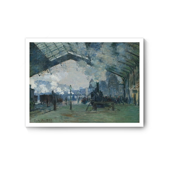 Monet Canvas Prints Wall Art, Arrival of the Normandy Train, Gare Saint - Lazare, Claude Monet Famous Paintings Reproduction