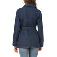 thumbnail image 4 of INSPIRE CHIC Women's Jean Jackets Long Sleeves Tie Waist Button Down Casual Denim Jacket XL Dark Blue, 4 of 9