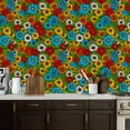 thumbnail image 5 of Peel and Stick Wallpaper Contact Paper Floral Daisy Modern Red Yellow Blue Daisies Red Flowers Yellow Flowers Self Adhesive and Removable 17.7in x 118in, 5 of 8