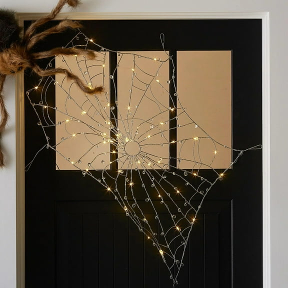 Lit Crystal Spider Web 48" Halloween Decorations 2025 NEW Design, Spider Web Decoration for Inside & Outside Door and Window Decoration, Halloween Party Spider Web Decorations by LEJHVAQK