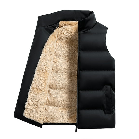 Waistcoat Vest For Men Sevevn Men's Puffer Vest Sherpa Lined Outdoor Zipper Fleece Vest Warm Sleeveless Men Winter Jackets