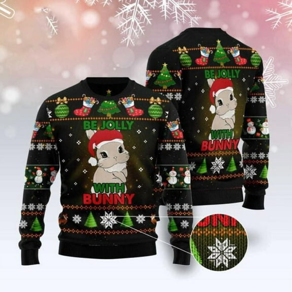 Rabbit Be Jolly 3D Christmas Sweater, Christmas Sweater, 3D Sweater, Funny Xmas Sweaters