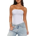 thumbnail image 3 of SMZ Women's Sexy Strapless Ruched Bodysuit Tube Top Sleeveless Trendy Body Suits, 3 of 6