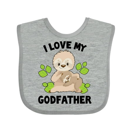 

Inktastic Cute Sloth I Love My Godfather with Green Leaves Gift Baby Boy or Baby Girl Bib