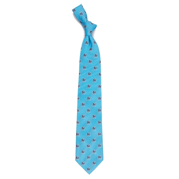 Men's Turquoise Miami Marlins Echo Woven Silk Tie