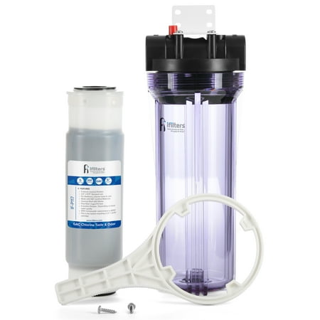 iFilters Whole House Sediment, Rust & CTO Filter Clear Housing w/ AP117 Comparable Filter Cartridge Included, 3/4