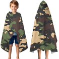 thumbnail image 3 of Jungle Camo Irregular Shapes Pattern Hooded Bath Towel，50"x30" for Ages 3 To 12 Kids, Quick Dry Lightweight Soft Microfiber Hood Beach Towel Cover Up for Kids, 3 of 7