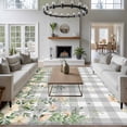thumbnail image 4 of Area Rug for Living Room, Watercolor Floral Non-Slip Indoor Ex Large Carpet for Bedroom/Dining Room, Spring Flowers Leaves Plants Gray Plaid Washable Low-Profile Floor Runner Rugs - 8 x 10 Ft, 4 of 7