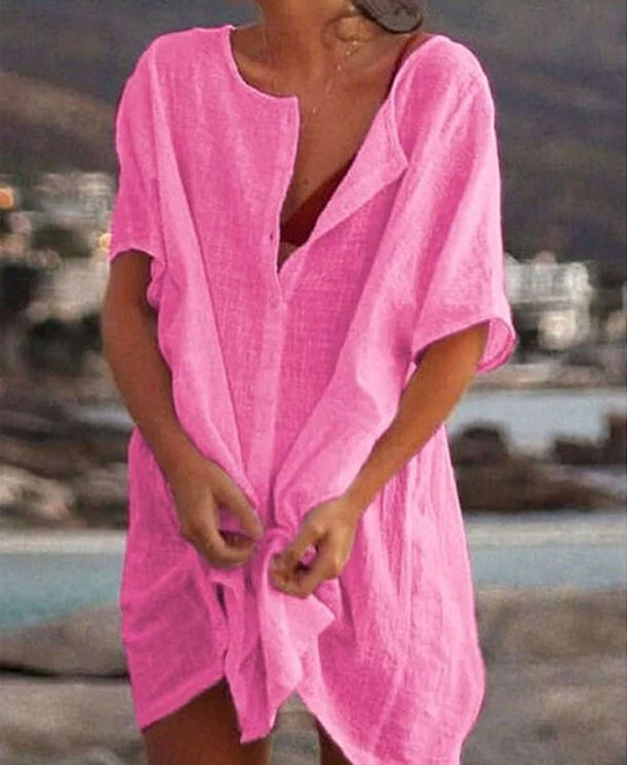 Women's Beach Bikini Cover Up Shirt Summer Swimsuit Beach Cover Up Shirt S-4XL Sun Protection