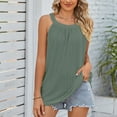 thumbnail image 2 of YYDGH Tank Top for Women Loose Fit Sleeveless Neck Halter Tops Dressy Casual Pleated Eyelet Summer Cami Shirts Blouse Green M, 2 of 5
