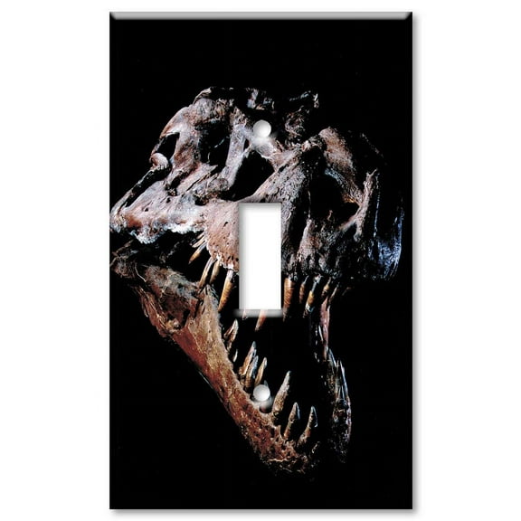 Single Gang Toggle OVERSIZE Wall Plate - T-Rex Skull