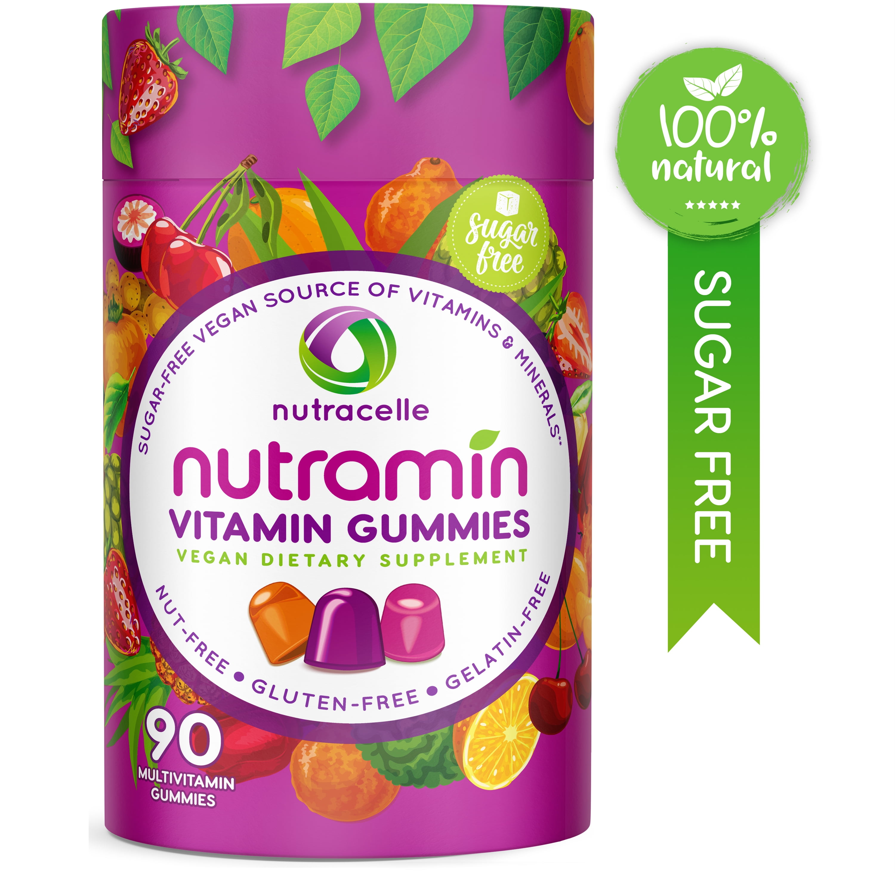 NUTRAMIN Daily Vegan Keto Multivitamin Gummies Vitamin C, D2, and Zinc