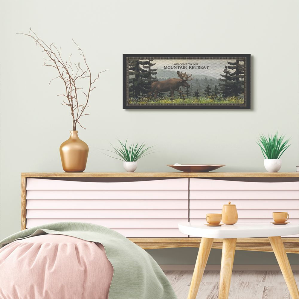 Stupell Industries Mountain Retreat Moose Animal Country Landscape Design Canvas Wall Art by Stephanie Workman Marrott