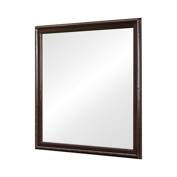 Molded Wooden Frame Mirror with Mounting Hardware, Dark Brown