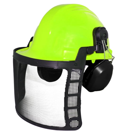 Forester Safety Helmet - Original Forestry Hard Hat Arborist Gear Mesh Face Shield Hearing Protection Chainsaw Helmets Portable Woodsman Hardhat (Safety Green)