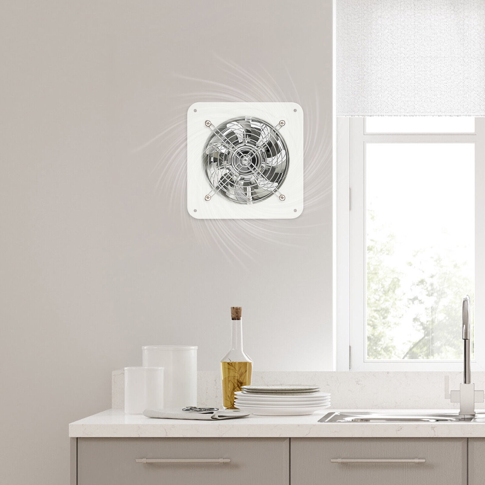 ToppiJoy 40W 2600RPM 6 in Kitchen Exhaust Fan Wall Duct Fan Ventilation Fan White