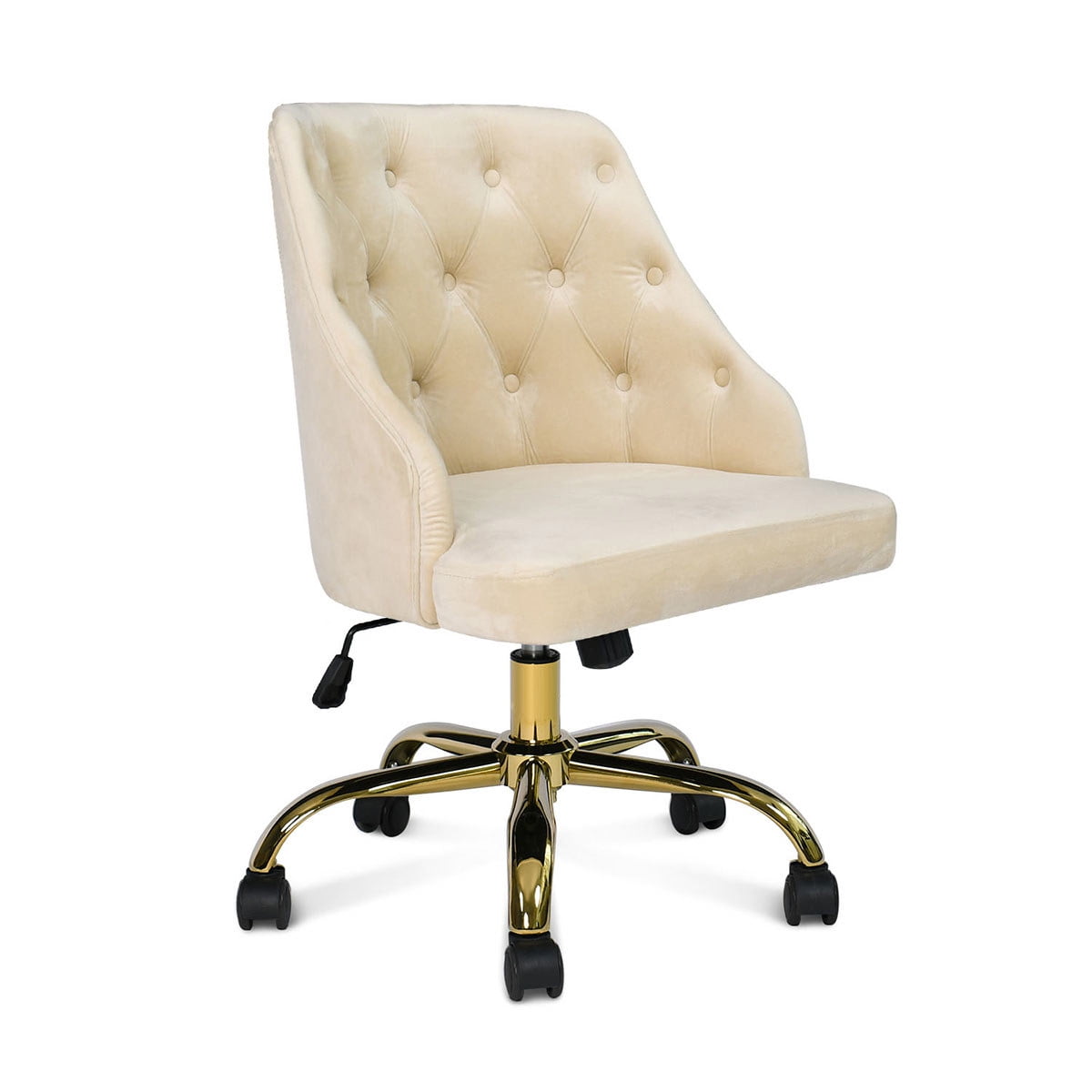 Kepooman High-Back Executive Office Computer Desk Chair, Velvet with Adjustable Height for Home Office/ Study/ Girls' Bedroom- Cream Kepooman High-Back Executive Office Computer Desk Chair, Velvet with Adjustable Height for Home Office/ Study/ Girls' Bedroom- Cream
