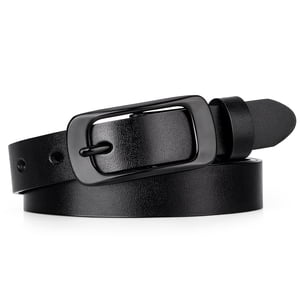 Maikun Women's Leather Pin Buckle Belt, Black
