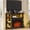 Black, variant on LGHM 47" Corner Electric Fireplace TV Stand with 23" Insert, LED Lights & Charging Station, White & Brown