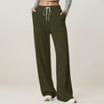 thumbnail image 2 of EDFBUYKRS Female Women Pants Casual Straight Leg Sweatpants for Women Petite Casual Fall Winter Trousers Elastic Waist Soft Knitted Ribbed Texture High Rise Pocket Pants Comfortable Daily Wear Xxl, 2 of 6