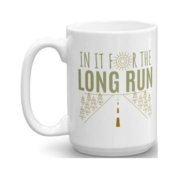 In It For The Run Running Quote Coffee & Tea Gift Mug for a Long Distance Marathon Runner (15oz)