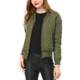 thumbnail image 3 of MODA NOVA Juniors Stand Collar Zip Up Raglan Sleeves Bomber Quilted Jacket, 3 of 7