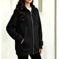 thumbnail image 5 of Atogsazn Womens Fleece Oversized Hoodies Casual Full Zip Long Sleeve Hooded Sweatshirt Fall Winter Tops Black L Fashion, 5 of 9