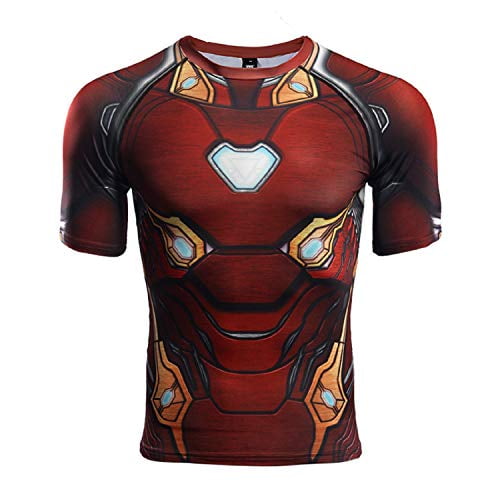 Coolmax Mens Compression Shirt Iron Man 3d Printed T Shirts Fitness Tops Xx Large Red Walmart Com Walmart Com
