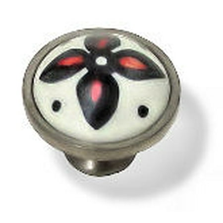 (20 Pack) Knob Satin Nickel Base With A Ceramic Center LQ-PBF355Y-ORG-C